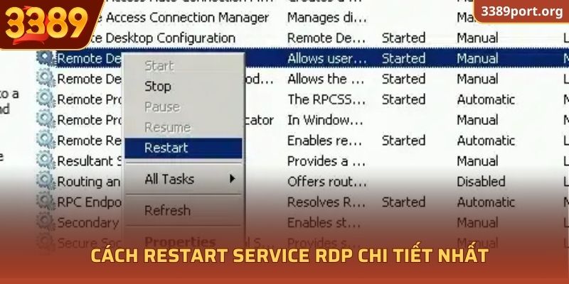 Hướng dẫn cách Restart Service RDP nhanh, đơn giản