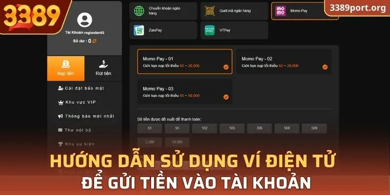 Hướng dẫn sử dụng ví điện tử để gửi tiền vào tài khoản